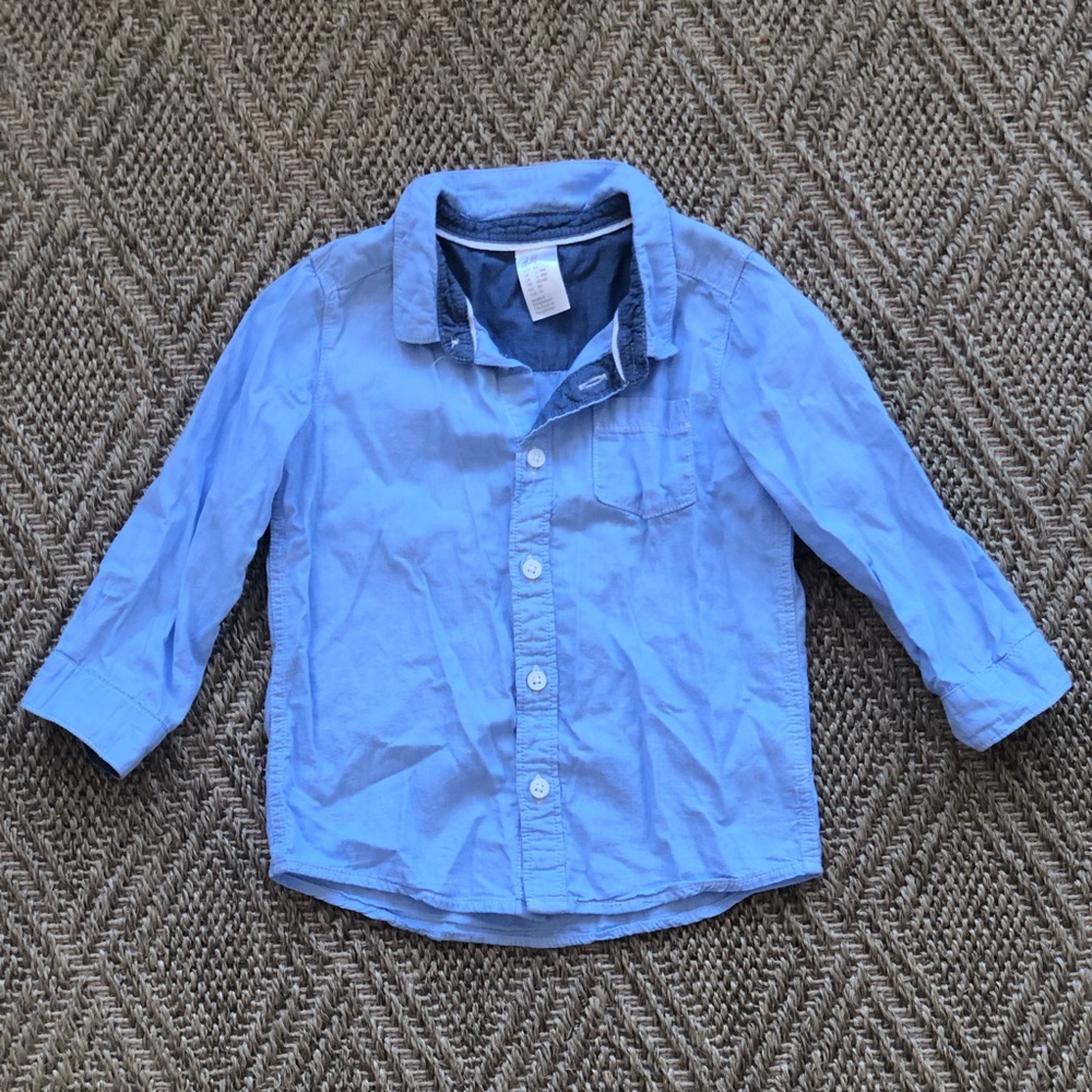 H&M Blue Button-Down Shirt.  12-18 months.
